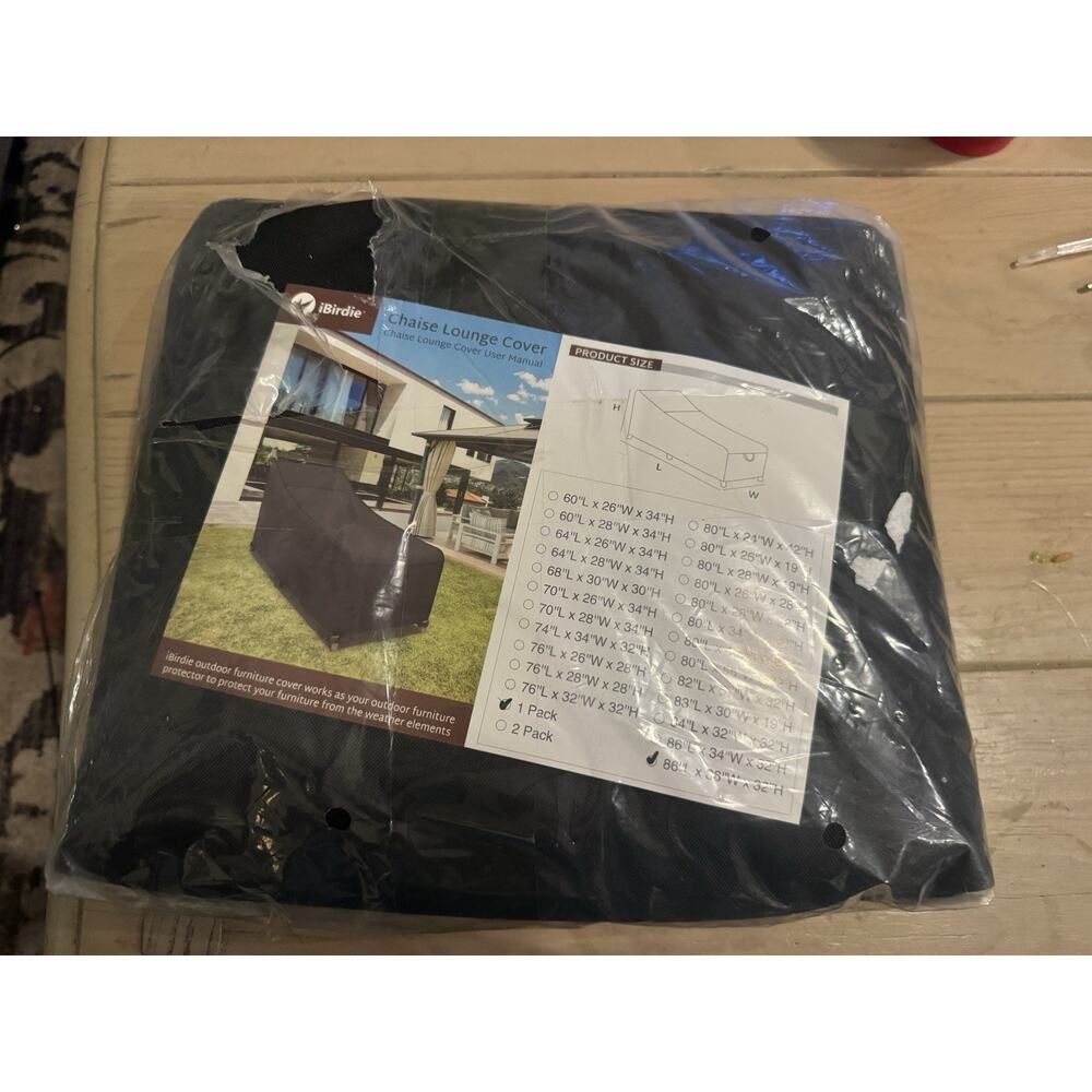 iBirdie Waterproof Patio Chaise Lounge Chair Cover 86x36x32 Outdoor Black 1 Pack